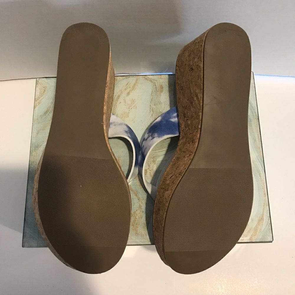 Sugar Sandals Women's Size 8 Blue Tie-Dye Cork Wedge Open-Toe NIB - Picture 11 of 12